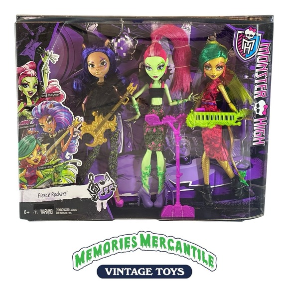 NIB 2015 RARE Monster High Dolls 3-Pack Fierce Rockers Clawdeen Venus Jinafire - Picture 1 of 8